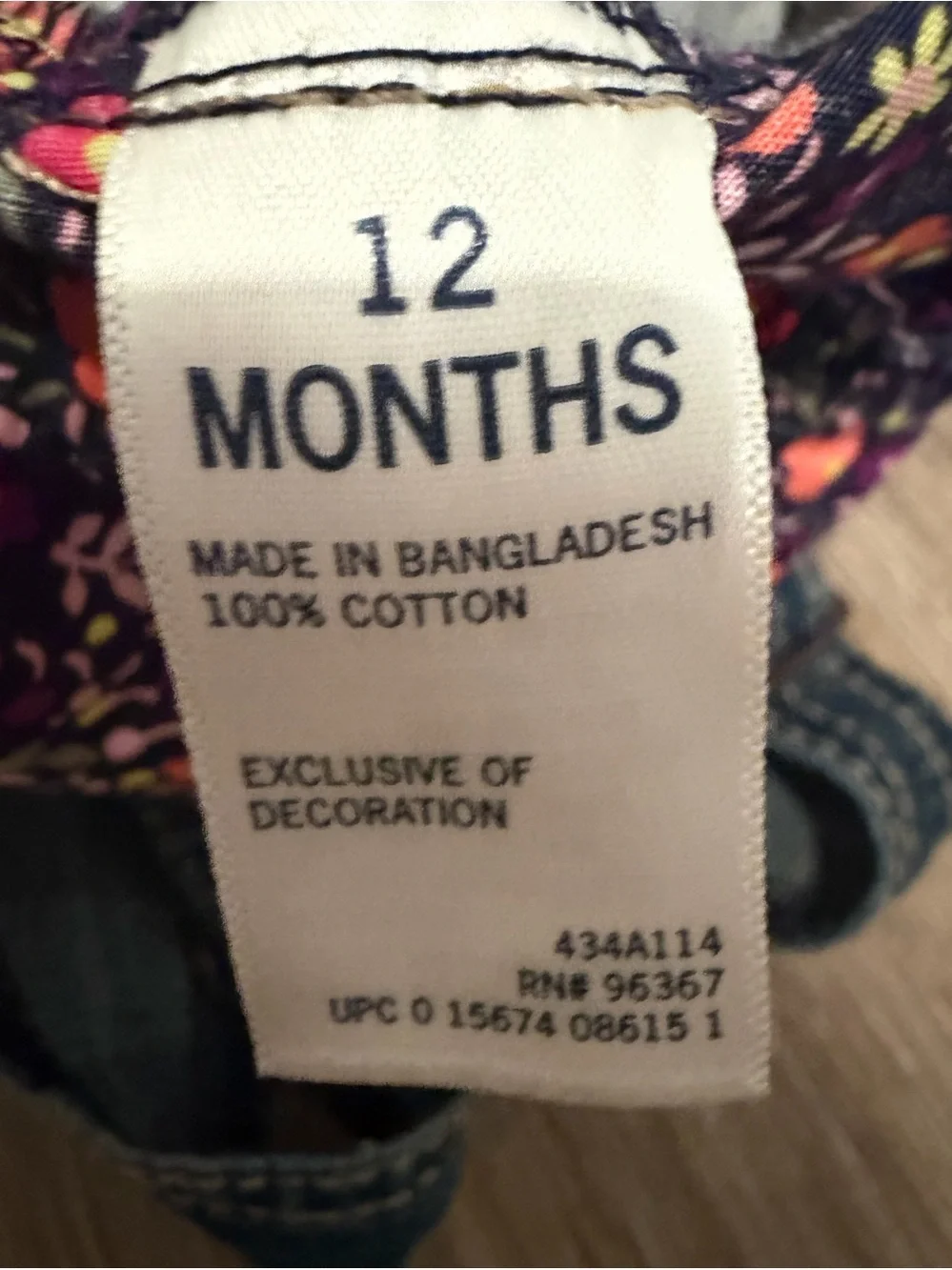 OshKosh B’Gosh Baby Girls Tiered Floral‎ Denim Overall Dress size 12 months